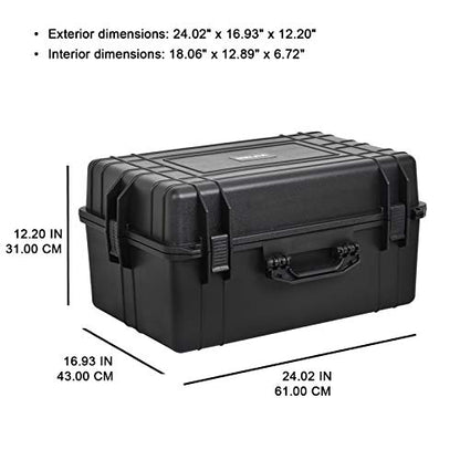 MEIJIA All Weather IP67 Waterproof Hard Camera Case,Hard Protective Case,Hard Case with Customizable Foam,Fit Use of Drones,Camera,Equipments,Pistols(Black,19.78x15.77x7.41inches) - color: Black, size: 19.78x15.77x7.41inches