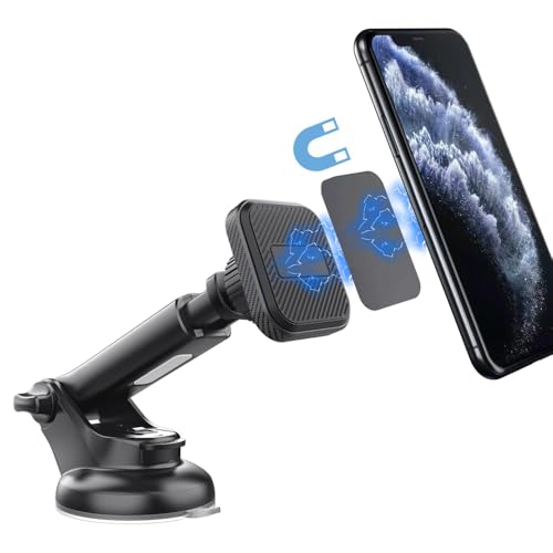 Strong Suction Cup Cell Phone Mount, Long Extension Arm for Windshield/Dashboard, Car Phone Holder Holder Mount, Magnetic Phone Holders for Your car /360 Rotation Phone Mount Holder for All Cars