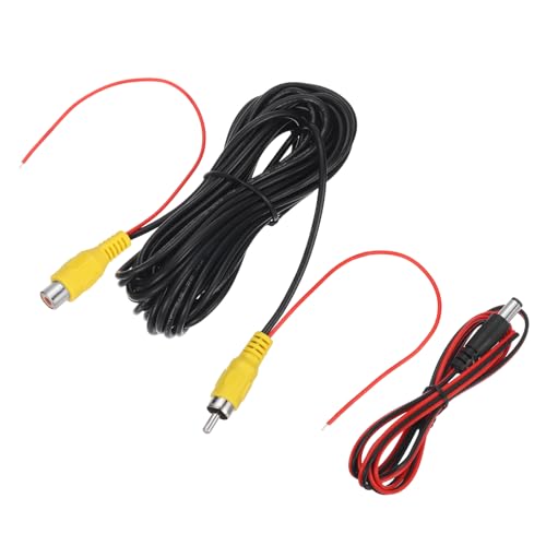 MECCANIXITY Backup Camera RCA Video Cable, 6m/19.68ft RCA Car Rear Reverse Camera Video Extension Cable & Detection Wire for Truck Bus SUV, Male to Female, with DC Wire - size: 6m/19.68ft