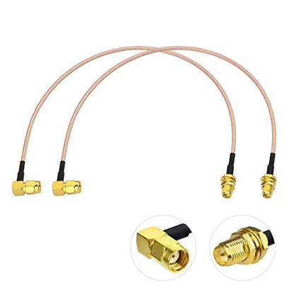 Bingfu WiFi Antenna Extension Cable (2-Pack) RP-SMA Male Right Angle to RP-SMA Female Bulkhead Mount RG316 Cale 30cm 12 inch for WiFi Router Security IP Camera Monitor Mini PCIE Card - color: 12 inch / 30cm Right Angle