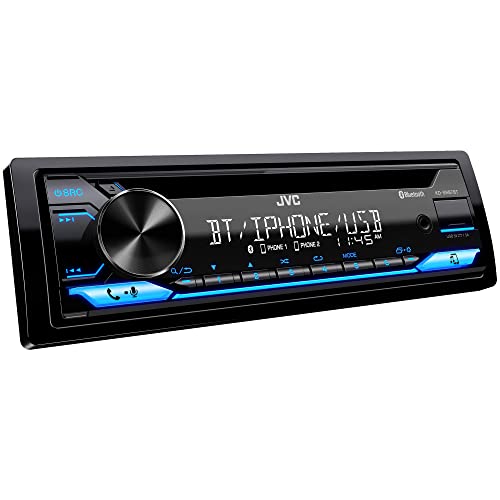 JVC KD-SR87BT Single DIN Car Stereo with CD Player & Bluetooth, 200W Digital Stereo Receiver, Dual Phone Connection, 13-Band EQ, AM/FM Radio, 1.5A USB & AUX, High Contrast LCD, Spotify Control - style: New Single Din Receiver + CD Player