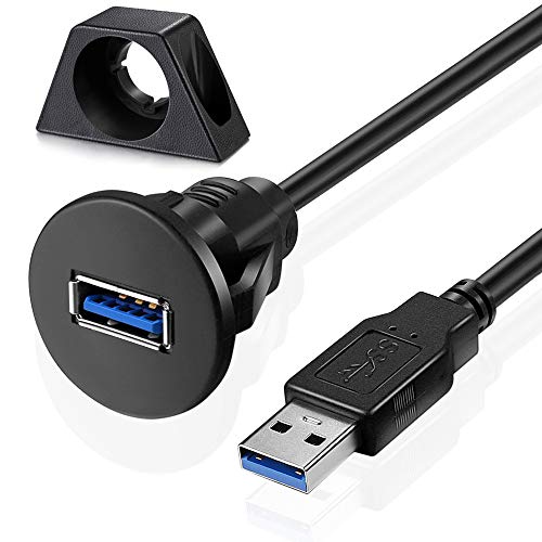 Small USB 3.0 Male to Female AUX Flush Panel Mount Extension Cable for Car Truck Boat Motorcycle Dashboard 6ft (Pack of 5) - size: 6 feet (Pack of 5)