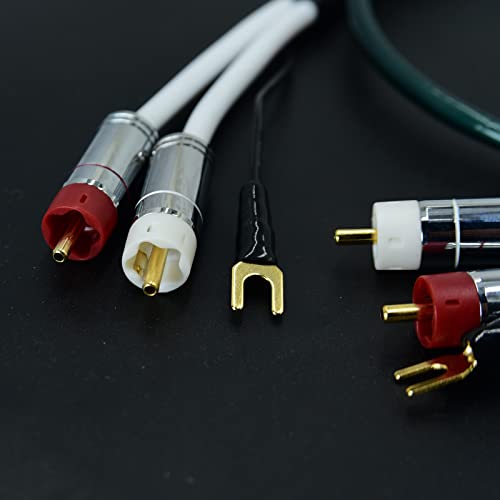 5ft Ultra Low Noise Double Audio 2 rca to rca male Cable balance Ground Wire of turntable Independent Shield-rcaed Signal Line Preamp LP Vinyl Record Player Amplifier Chassis Gold-rca Plated Connector
