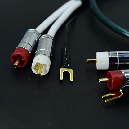 5ft Ultra Low Noise Double Audio 2 rca to rca male Cable balance Ground Wire of turntable Independent Shield-rcaed Signal Line Preamp LP Vinyl Record Player Amplifier Chassis Gold-rca Plated Connector