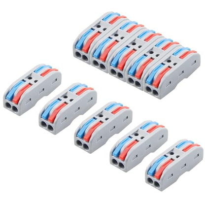ALITOVE Lever Wire Connectors Push-in 10pcs Quick Connect Wire Splice Connectors Compact Inline Terminals for Electrical Wire Splicing Project, 28-12 AWG, 2 in 2 Out - size: 10PCS, style: 2 in 2 out