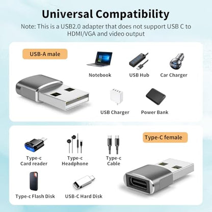 𝐔𝐩𝐠𝐫𝐚𝐝𝐞𝐝 USB to USB C Adapter 3Pack, Type-C to USB Adaptor, USB-C Female to USB-A Male Charger Cable Converter Compatible with MacBook, Notebook, Tablet, Airpod, Galaxy, Cell Phone, Car, Xbox