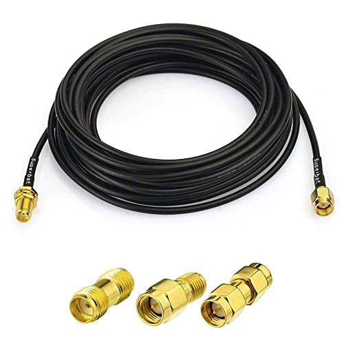 Superbat RF coaxial SMA Male to SMA Female Bulkhead RG174 15ft Cable + 3pcs RF Coax SMA Adapter Kit for SDR Equipment Antenna Ham Radio,3G 4G LTE Antenna,ADS-B,GPS and etc - size: 5M/16.4FT RG174
