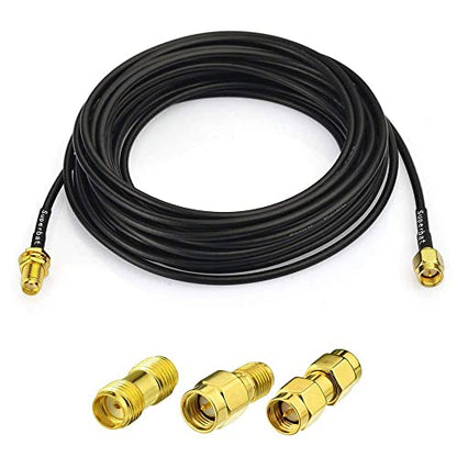 Superbat RF coaxial SMA Male to SMA Female Bulkhead RG174 15ft Cable + 3pcs RF Coax SMA Adapter Kit for SDR Equipment Antenna Ham Radio,3G 4G LTE Antenna,ADS-B,GPS and etc - size: 5M/16.4FT RG174