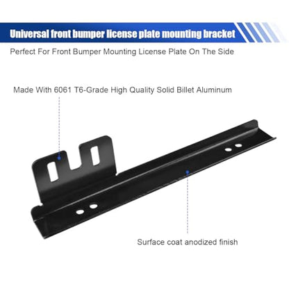 Car License Plate Bracket Holder, Aluminum Front Bumper License Plate Relocator Frame Holder Bar, License Plate Mount Bracket Kit with Bolts and Nuts, Universal License Plate Holder (Black) - color: Black