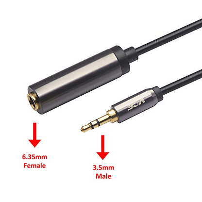 VCE VCELINK 3.5mm Female to Female Adapter with 1/4" to 1/8" Adapter, 3.5mm 1/8 inch Male to 6.35mm 1/4 inch Female Audio Jack Gold Plated