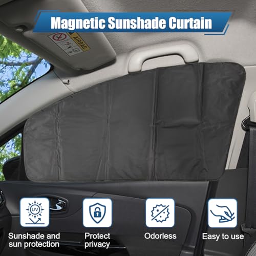 4PCS Magnetic Car Side Window Sun Shades, UV & Privacy Protection Curtains, Universal Window Covers for Sleeping, Breastfeeding, Camping, Travel, Changing Clothes (Black)