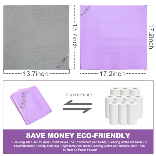 Norwεx Basic Package - Window & Enviro Cloth Set. Just Water - No Chemicals Needed. Without Leaving Streaks. Cleaning Cloth For Household, Enviro, Dusting, Cleaning Homes, Cars, Bars, And Offices. - color: Window & Enviro Cloth (Purple & Grey）