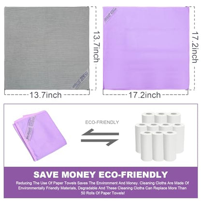 Norwεx Basic Package - Window & Enviro Cloth Set. Just Water - No Chemicals Needed. Without Leaving Streaks. Cleaning Cloth For Household, Enviro, Dusting, Cleaning Homes, Cars, Bars, And Offices. - color: Window & Enviro Cloth (Purple & Grey）