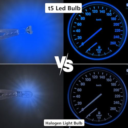 ecocstm 12 PCS T5 LED Bulbs, 74 73 37 2721 Instrument Cluster Light Bulb - color: Blue