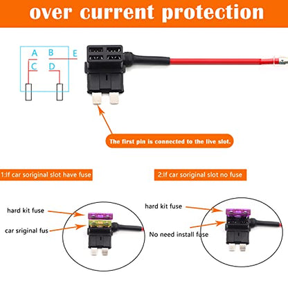 Dash Cam Hardwire Kit,12ft Mini USB Hardwiring Kit Fuse for Dashcam,Car Charger 12V-24V to 5V Camera Charger Power Cord,with 4 Fuse Tap Cable and Installation Tool - style: Mini USB