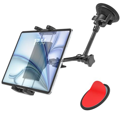 Tablet Holder for Car Dashboard Windshield, [Super Suction Cup] for iPad Car Mount, Truck Heavy Duty Tablet Mount for iPad Pro 12.9 Air Mini, Galaxy Tab, All 4-12.9" Tablets and Phones