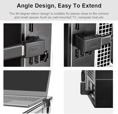 USB 3.0 Adapter Kit 90 Degree Up Down Left Right Angle Female Coupler 5Pcs - style: usb adapter up down left right coupler