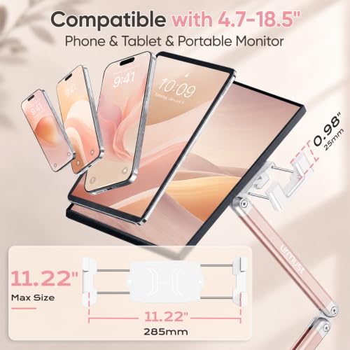 Urmust Portable Monitor Stand up to 18.5", iPad Stand for Desk, Pink - size: 3 Arm Pro-Up to 18.5" Pink
