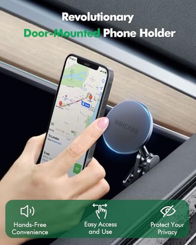 Magnetic Phone Mount for Tesla Model Y/Model YL and Model 3 (2017-2023), Passenger's Side Door Bracket, 360° Rotation, Foldable, Compatible with iPhone 15/14/13/12 and All Phones - size: 2026-2022 Model Y 2023-2021 Model 3 Passenger Seat