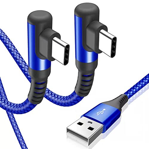 USB to USB C Cable Right Angle 2-Pack 3.3ft 3.1A Fast Charging Carplay Cord - color: blue, size: 3.3ft+3.3ft