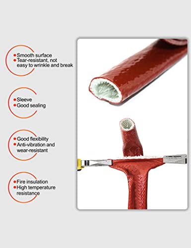 Fuel Line Heat Shield Insulation Heat Sleeve Fuel Line Heat Shield Sleeve Fire Sleeve Silicone Coated Fiberglass Heat Protection for Automotive Hose Lines & Electrical Wiring（Red 1" ID） - color: Red, size: 1" ID*3.3FT