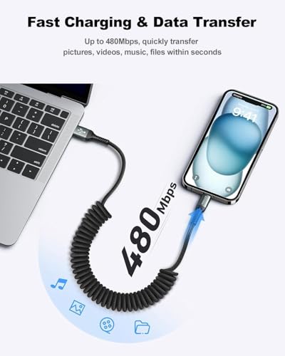 USB A to USB C Cable Coiled USB C Cable for Car Braided USB to USB C Cable - color: Red, size: 3FT - 2Pack, style: USB A to USB C