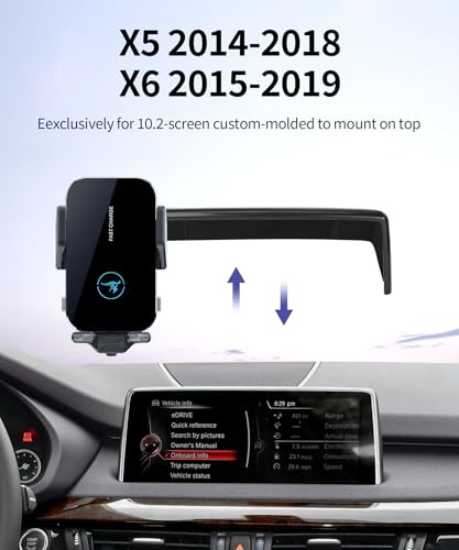 Wireless Charger Car Phone Holder for BMW X5/X6 2014-2018, 10.2"Screen Clip
