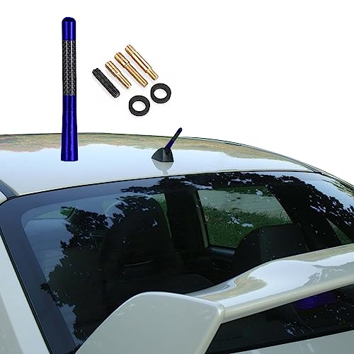 4.7 Inch Carbon Fiber Short Automotive Antenna, Short Carbon Fiber Radio Antenna, Carbon Fiber Antenna, Universal Car Antenna Replacement for Most Vehicles - color: Blue