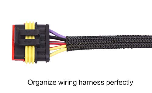 Keco 50ft – 1/4 inch & 1/2 inch PET Expandable Braided Cable Sleeve – Wire Sleeving for Audio Video and Other Home Device Cable Automotive Wire - Black - size: 1/4"-25ft & 1/2"-25ft