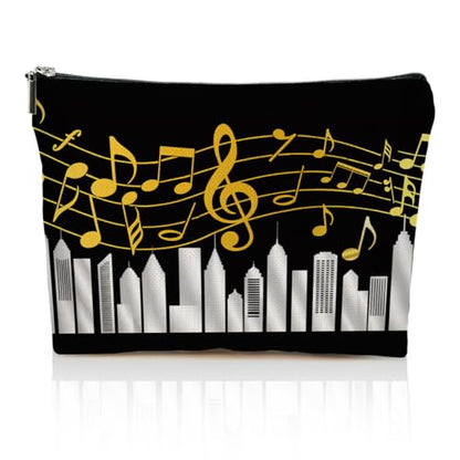 Musical Note Piano Makeup Bag, Music Lover Gifts Cosmetic Bags Zipper Pouch - color: Multicolor 107