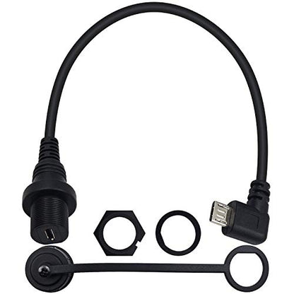 Duttek Micro USB Panel Mount Cable, Right Angled 90 Degree Micro USB Mount Extension Dash Flush Cable Male to Female for Car, Boat, Motorcycle, Truck Dashboard 30cm/12 Inch - size: Right Angled