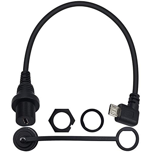 Duttek Micro USB Panel Mount Cable, Right Angled 90 Degree Micro USB Mount Extension Dash Flush Cable Male to Female for Car, Boat, Motorcycle, Truck Dashboard 30cm/12 Inch - size: Right Angled