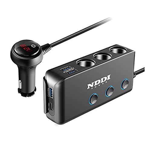 Cigarette Lighter Splitter, NDDI POWER 12V/24V 3-Socket Car Adapter - size: 67PD