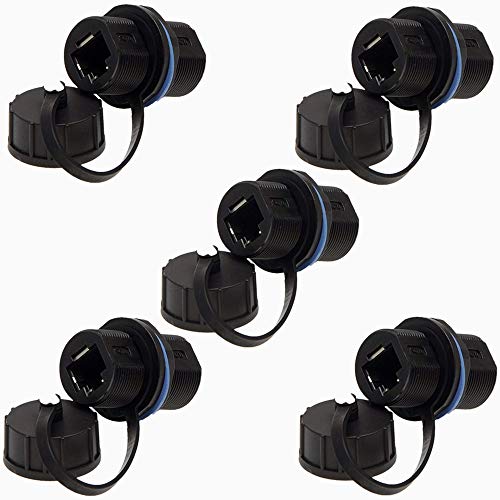 5PCS Panel Mount Shielded RJ45 Waterproof CAT6 Ethernet Connector - size: 5 Pieces CAT6