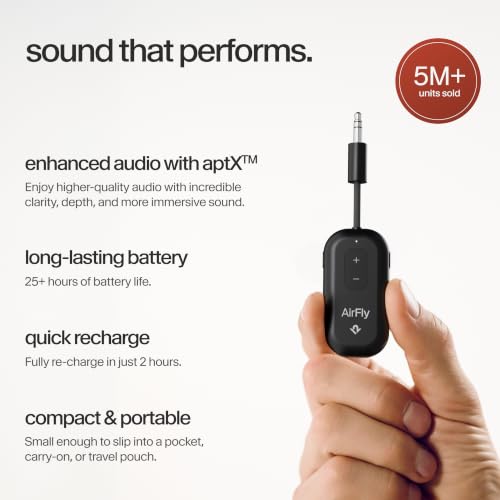 Twelve South AirFly Pro 2, Bluetooth Adapter, Pair 2 AirPods, Black - color: Black, style: AirFly Pro 2
