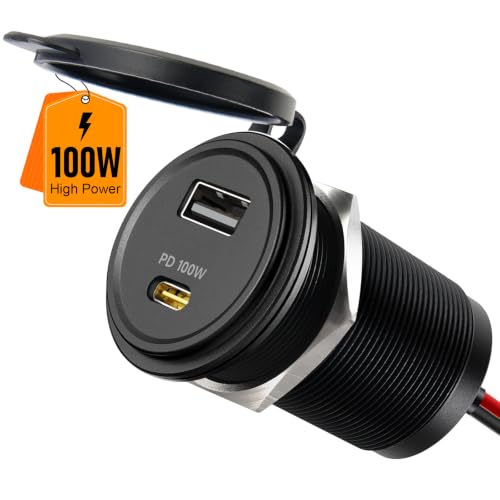 118W 12V USB Outlet, 100W Type-C PD3.0 Laptop Car USB C Socket - color: 1Pcs