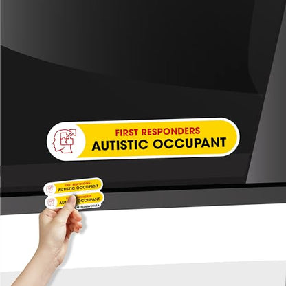 Autistic Occupant Car Sticker | 2 Pack Autism Awareness Accessories | Child Safety Decal, Bumper Car Sign | 5x1 inches Permanent Glossy Vinyl | Autistic Occupant on Board Small Sign (New Yellow) - color: New Yellow