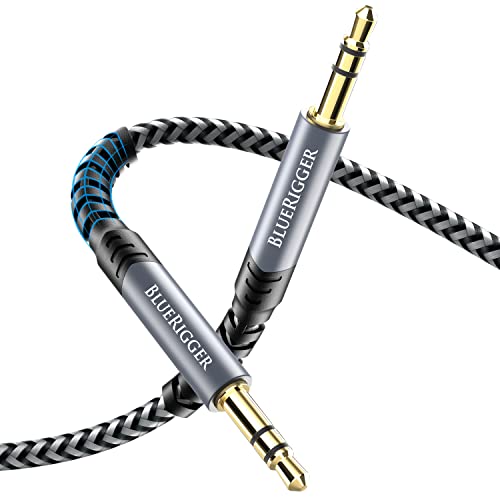 BlueRigger 3.5mm Stereo Audio Cable (6FT, 24K Gold Plated Jack, Auxiliary Cable, Male to Male, Hi-Fi Sound) – Aux Cord for Headphones, Home Car Stereo, Speaker, Amplifier, Phones, Tablets, Laptops - size: 6FT