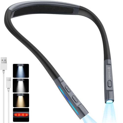 TROND LED Neck Reading Light, Bendable Neck Light for Reading, USB-C, Black - color: Classic Black
