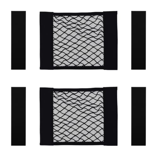 2PCS Car Mesh Cargo Storage Net, 11.81" x 9.84" Elastic Stretchable Automotive Organizer Pouch Bag with Tape Stickers, Universal Vehicle Wall Sticker Net Pocket for RV, SUV, Car (M) - size: M