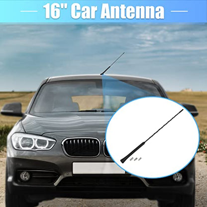 X AUTOHAUX 16" Universal Car Antenna Radio AM FM Antenna Aerial Flexible Antenna 40.5cm Radio Antenna Booster Signal Roof Mast Replacement Black - size: 16"
