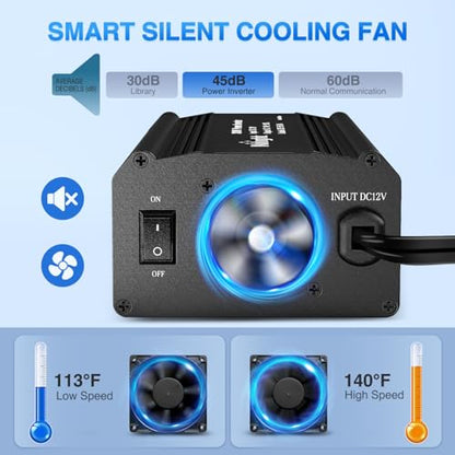 Nilight 300W Power Inverter 1 with PD 65W USB C & QC3.0 12V DC to 110V AC - color: 300W USB+PD 110V Outlet*2