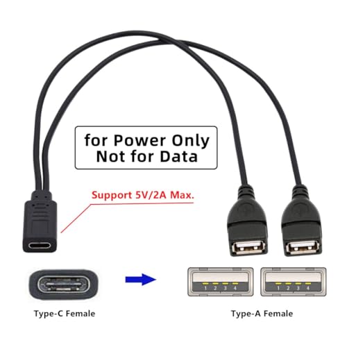 chenyang USB C Splitter Multi Charging Cable,USB C 1 to 2 USB Charge Extension Cable Supports Charging Two Devices at The Same Time 0.98FT/0.3M - style: Mini USB 1 to 2 USB