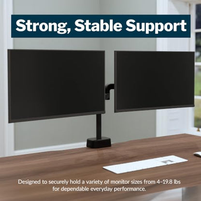 Vari 180° Dual Monitor Arm, Adjustable Desk Mount for Two Monitors, Black - size: 180° Dual-Monitor Arm