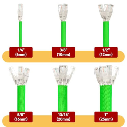 Braided Cable Management Sleeve, 16.4ft Flexible Wear-Resistant Cable Sleeve, Expandable Wire Management for Home, Office, Industry & Automobile (Green, 1/2") - color: Green, size: 1/2"
