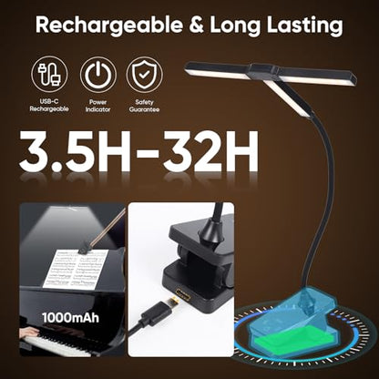 Music Stand Light Clip On: Rechargeable Type-C Touch Folding Piano Lights