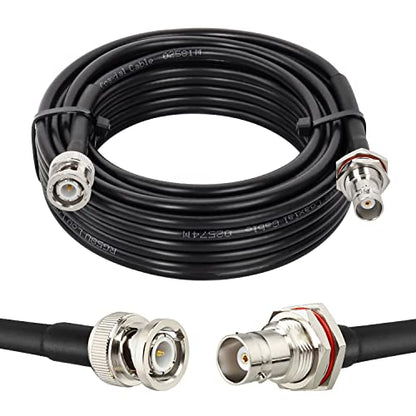 MOOKEERF BNC Cable - 50 ohm RG58 25FT BNC Male to Female Coax Cable Bulkhead Low Loss Antenna Extension for CB Radio/VHF Ham Radio/Wireless Microphone/Antenna/CCTV/Amateur Radio - size: 25FT