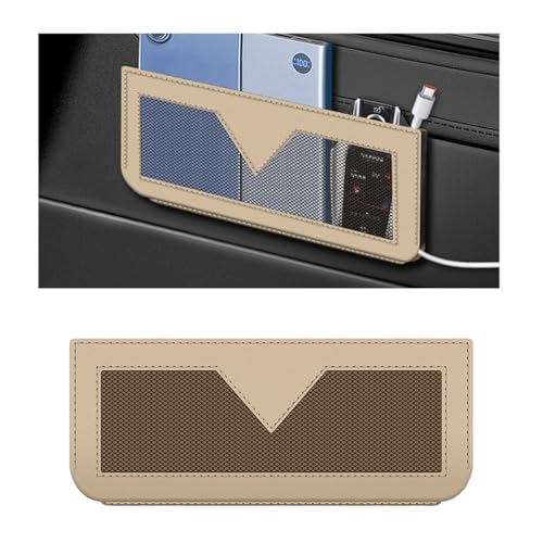 Car Seat Side Pocket Organizer, PU Leather Multifunctional Small Vehicle Console Side Storage Pouch, Automotive Gap Filler Bag for Cell Phone Sunglasses, Universal for SUV RV Truck (Beige) - color: Beige