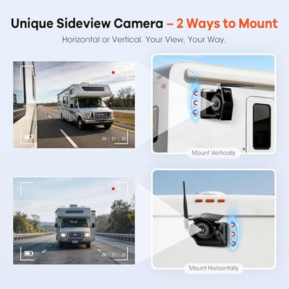 3 Solar Magnetic Wireless Trailer Camera System, 10.1" IPS DVR Screen + Solar Powered Night Vision Rear Camera, 100% No Wiring Waterproof Backup Camera System for RV Truck Trailer Hitch, BT3 - size: 10.1" 3-Cam