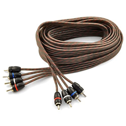 The Wires Zone 17ft 4-Channel Male to Male OFC Twisted Pair RCA Cable for Car or Home Audio - size: 17 ft, 4-Ch